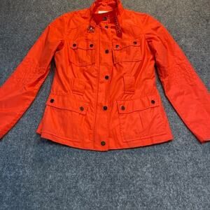 Zara Basic Orange Polyester Military Style Windbreaker Light Jacket Women Medium